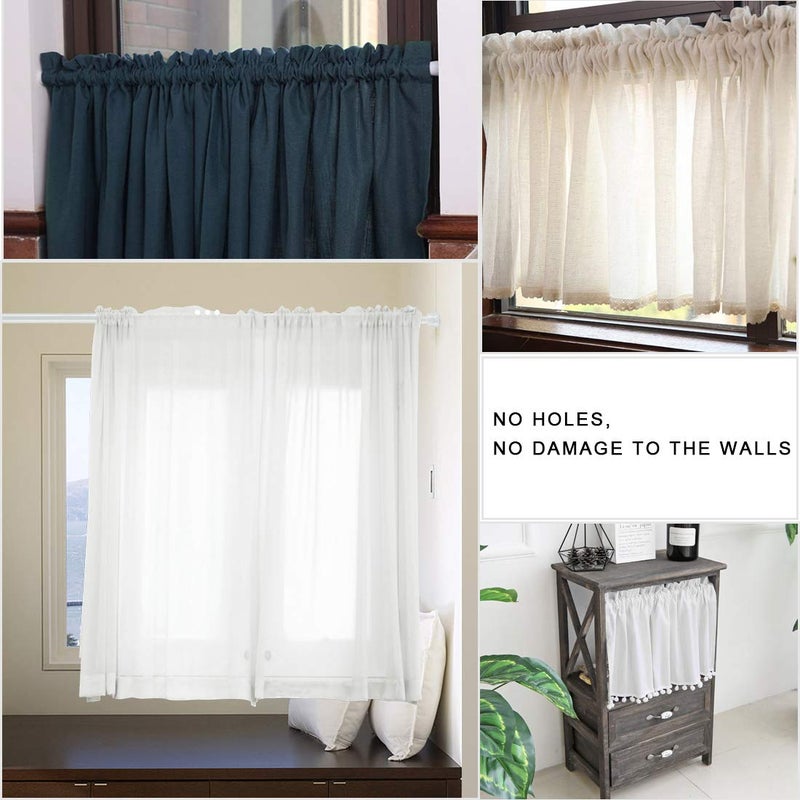 Goowin 6Pcs Tension Rod, Goowin Tension Rods for Windows, No Drilling Rustproof Spring Adjustable Tension Curtain Rod for Doors, Windows, Wardrobe Bars, Drying Support Rods (White, 28-48 inch) - Image 2